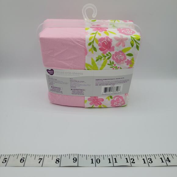 NEW Parents Choice 2pk Fitted Crib Sheets Pink Floral Patterns - Picture 4 of 4